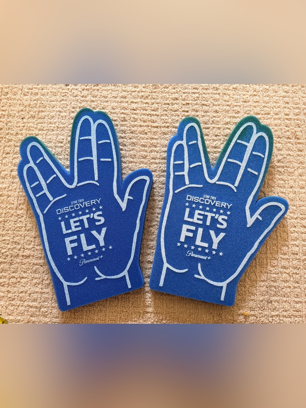 Star Trek Discovery Blue Foam 'Let's Fly' Hand Props - Kids Party Favor Pair